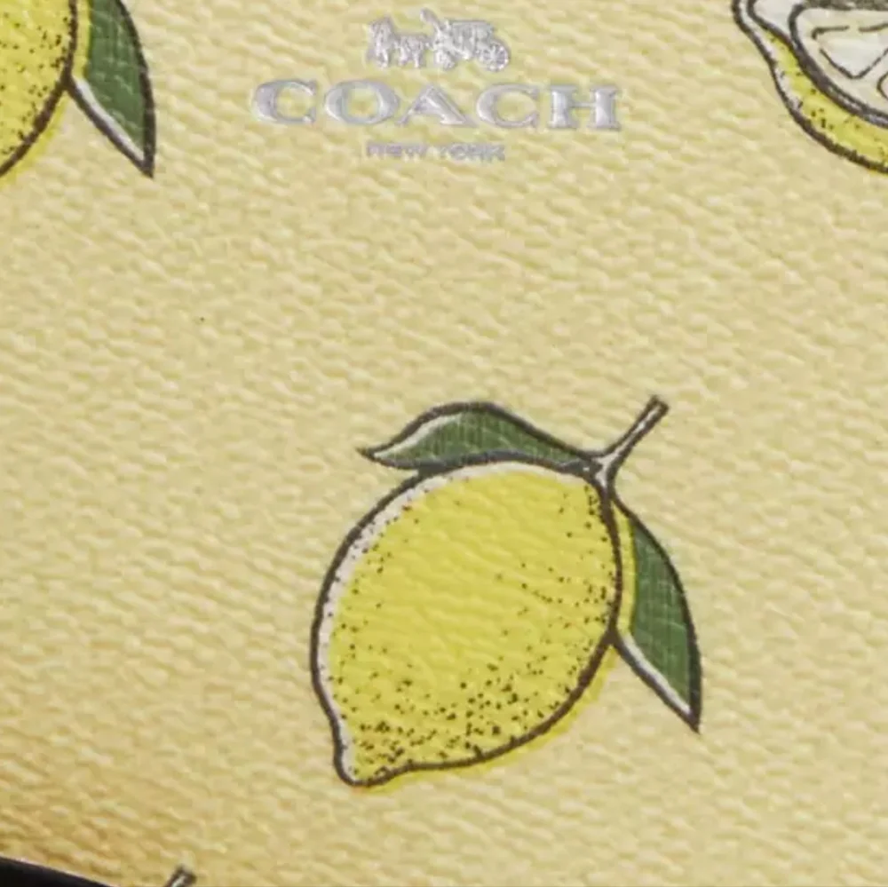 Coach Corner Zip Wristlet With Lemon Print